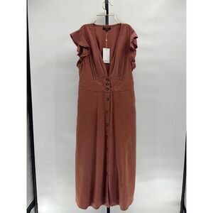 Quince Tencel Terracotta Button-Down Dress Medium